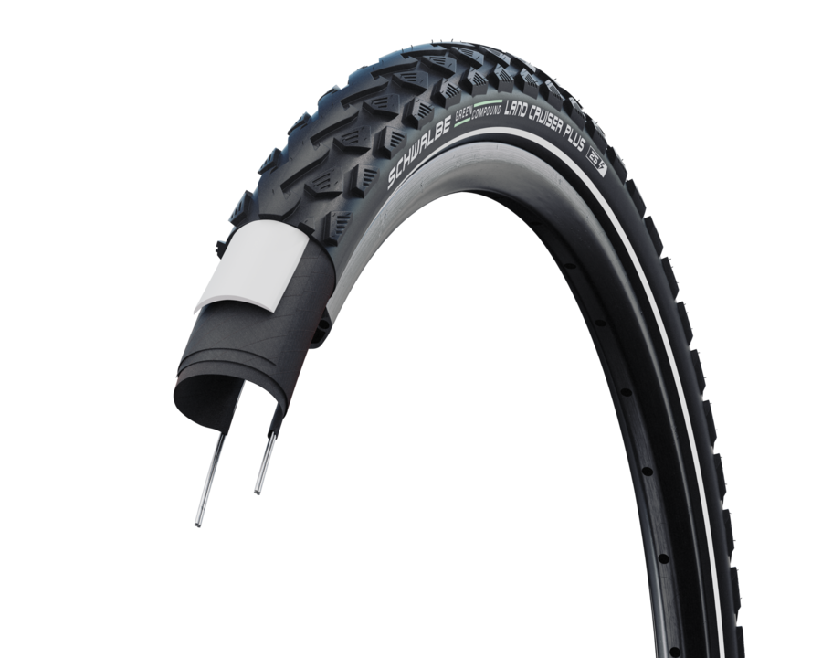 Покрышка Schwalbe Land Cruiser Plus 26x1.75 (47-559), PunctureGuard, Black+Reflex