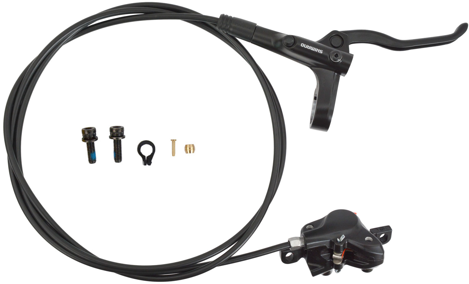 Дисковый гидравлический тормоз Shimano MT200 (задний, комплект)