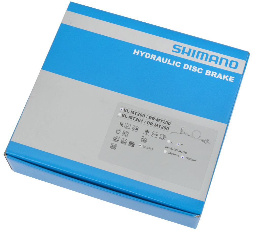 Дисковый гидравлический тормоз Shimano MT200 (задний, комплект)