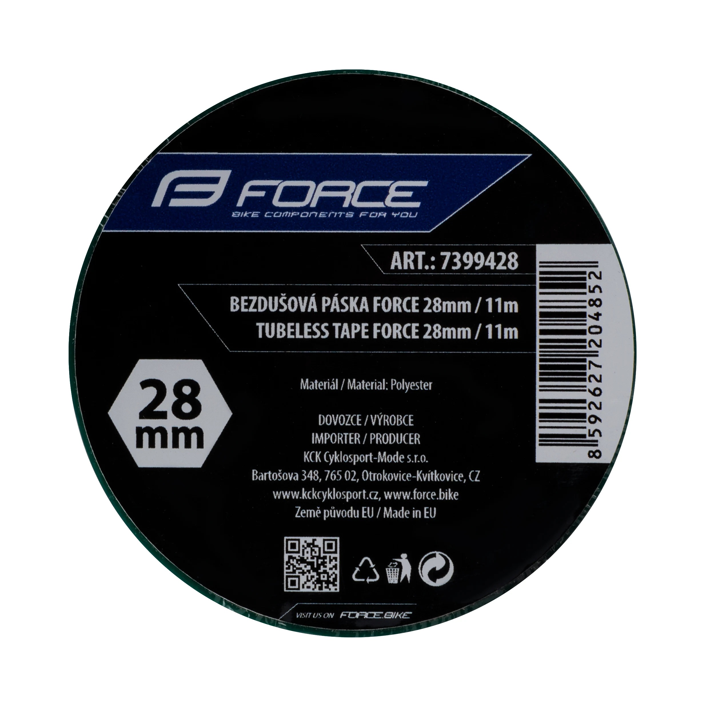 Лента бескамерная Force 7399428 (28 мм x 11м, зеленая)