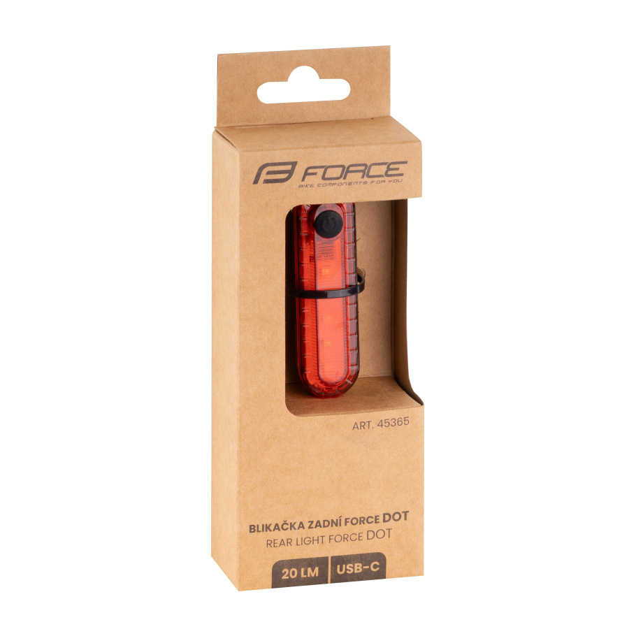 Задний фонарь Force DOT 20LM, 5x LED, USB
